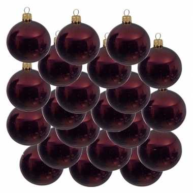 18x donkerrode kerstballen 6 cm glanzende glas kerstversiering