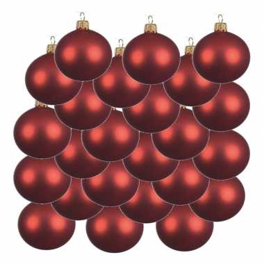 18x kerst rode kerstballen 6 cm matte glas kerstversiering