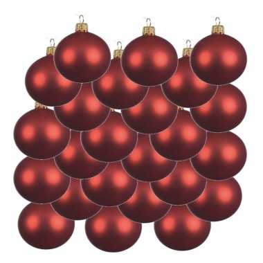 18x kerst rode kerstballen 8 cm matte glas kerstversiering