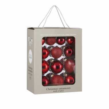 26x glazen kerstballen rood 5-6-7 cm mat/glans