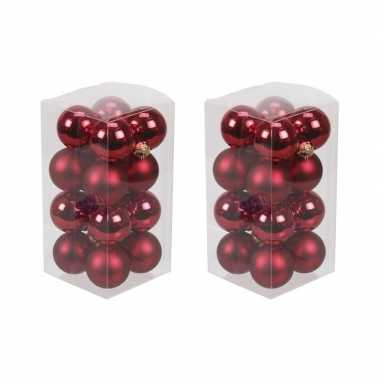 32x rode kleine glazen kerstballen 3,5 cm mat/glans