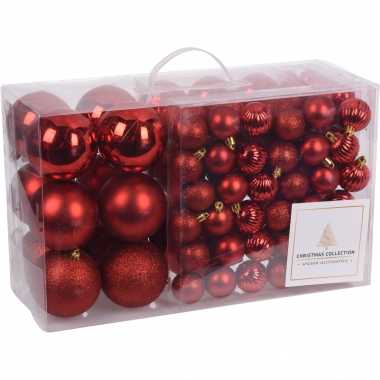 94-delige kerstboomversiering kunststof kerstballen set rood