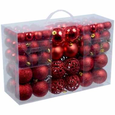 Rode plastic kerstballen 100 stuks