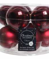 10x donkerrode glazen kerstballen 6 cm glans en mat