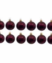 12x donkerrode kerstballen 10 cm glanzende glas kerstversiering