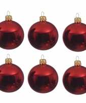12x kerst rode kerstballen 8 cm glanzende glas kerstversiering
