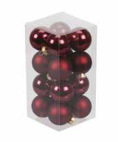 16x bordeaux rode kleine glazen kerstballen 3 5 cm mat glans