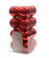 16x kerst rode kerstballen 4 cm glanzende matte kunststof plastic kerstversiering