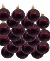 18x donkerrode kerstballen 8 cm glanzende glas kerstversiering