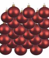 18x kerst rode kerstballen 6 cm matte glas kerstversiering