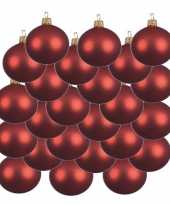 18x kerst rode kerstballen 8 cm matte glas kerstversiering