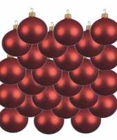 18x kerst rode kerstballen 8 cm matte glas kerstversiering