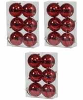 18x rode kerstballen 10 cm glanzende kunststof plastic kerstversiering