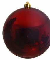 1x grote donkerrode kerstballen van 20 cm glans van kunststof