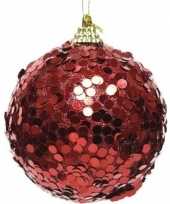 1x kerst rode kerstballen 8 cm glitters confetti kunststof kerstversiering