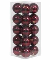 20x bordeaux rode kerstballen 8 cm glanzende kunststof plastic kerstversiering