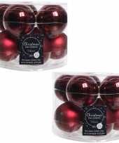 20x donkerrode glazen kerstballen 6 cm glans en mat