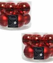 20x kerst rode glazen kerstballen 6 cm glans en mat