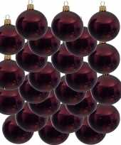 24x donkerrode kerstballen 6 cm glanzende glas kerstversiering
