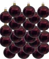 24x donkerrode kerstballen 8 cm glanzende glas kerstversiering