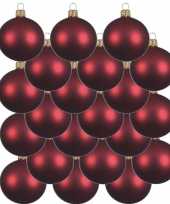 24x donkerrode kerstballen 8 cm matte glas kerstversiering