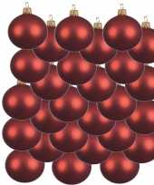 24x kerst rode kerstballen 8 cm matte glas kerstversiering