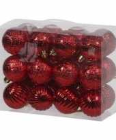 24x rode kerstballen 6 cm kunststof plastic kerstversiering