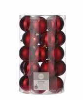 25x kunststof kerstballen rood 8 cm