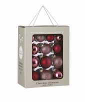 26x glazen kerstballen rood 5 6 7 cm mat glans glitter