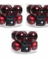 30x donkerrode glazen kerstballen 6 cm glans en mat