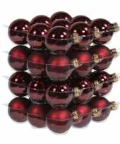 36x donkerrode kerstballen 4 cm glas kerstversiering