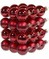 36x rode kerstballen 4 cm glas kerstversiering