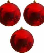 3x grote kerst rode kerstballen van 20 cm glans van kunststof