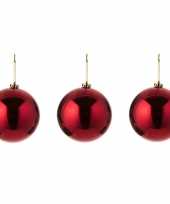 3x grote kunststof kerstballen rood 15 cm