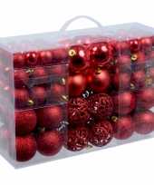 3x stuks pakket met 100x rode kerstballen kunststof 3 4 en 6 cm