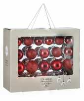 42x glazen kerstballen rood 5 6 7 cm mat glans