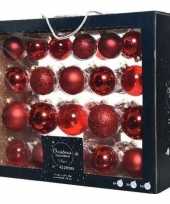 42x kerst rode kerstballen 5 6 7 cm glanzende matte glas kerstversiering