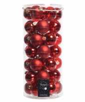 49x kerst rode glazen kerstballen 6 cm glans en mat