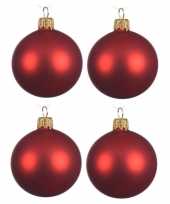 4x kerst rode kerstballen 10 cm matte glas kerstversiering