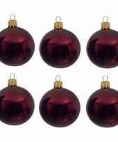 6x donkerrode kerstballen 6 cm glanzende glas kerstversiering