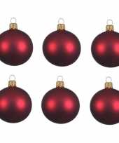 6x donkerrode kerstballen 8 cm matte glas kerstversiering