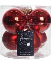 6x kerst rode glazen kerstballen 8 cm glans en mat