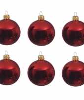 6x kerst rode kerstballen 6 cm glanzende glas kerstversiering