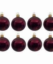 8x donkerrode kerstballen 10 cm glanzende glas kerstversiering