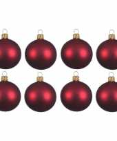 8x donkerrode kerstballen 10 cm matte glas kerstversiering