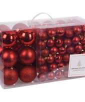 94 delige kerstboomversiering kunststof kerstballen set rood