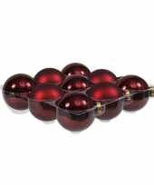 9x donkerrode kerstballen combi 10 cm glas kerstversiering