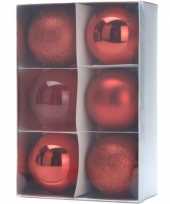 Kerstballenset rood 3 soorten 12 stuks 8 cm