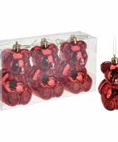 Kerstboom decoratie beer kerstballen rood 5 cm