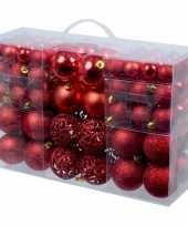 Rode plastic kunststof kerstballen 100 stuks in 3 formaten